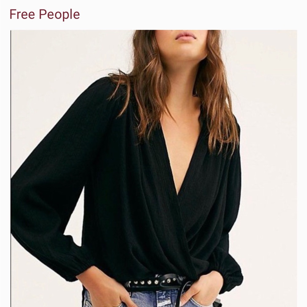 Free People Check on it Wrap Top - NWT - Black - Medium